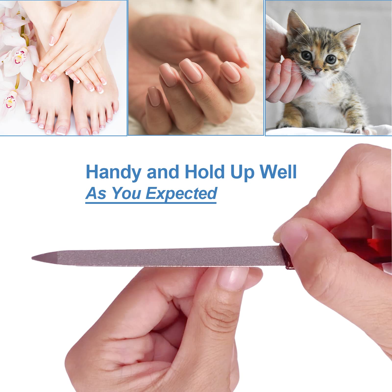 Full collection of six colorful metal nail files