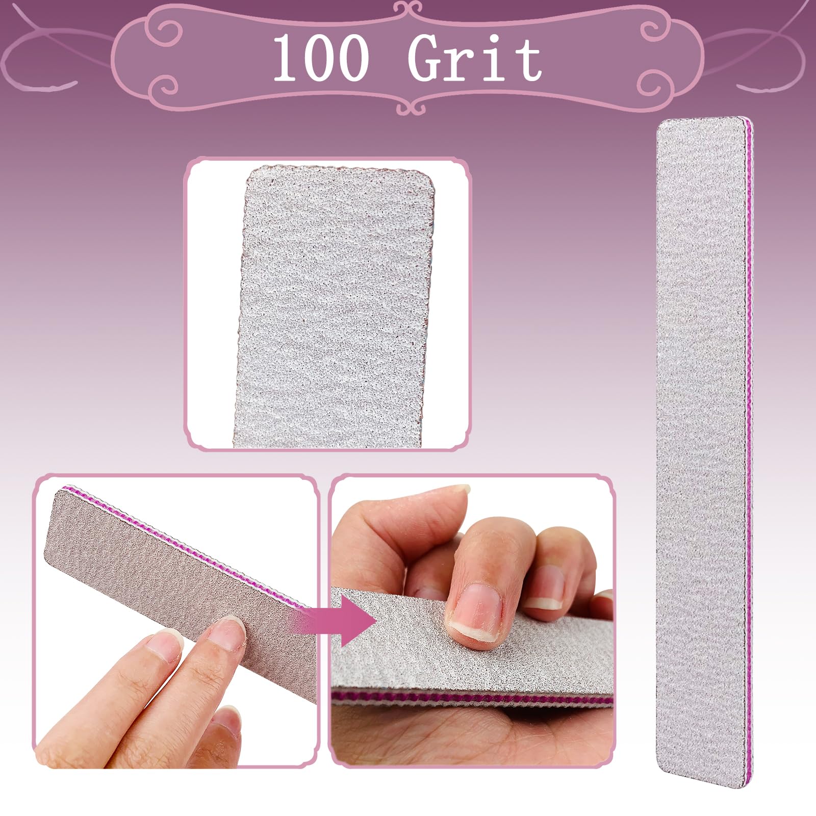 Double sided 100 and 180 grit nail file close up