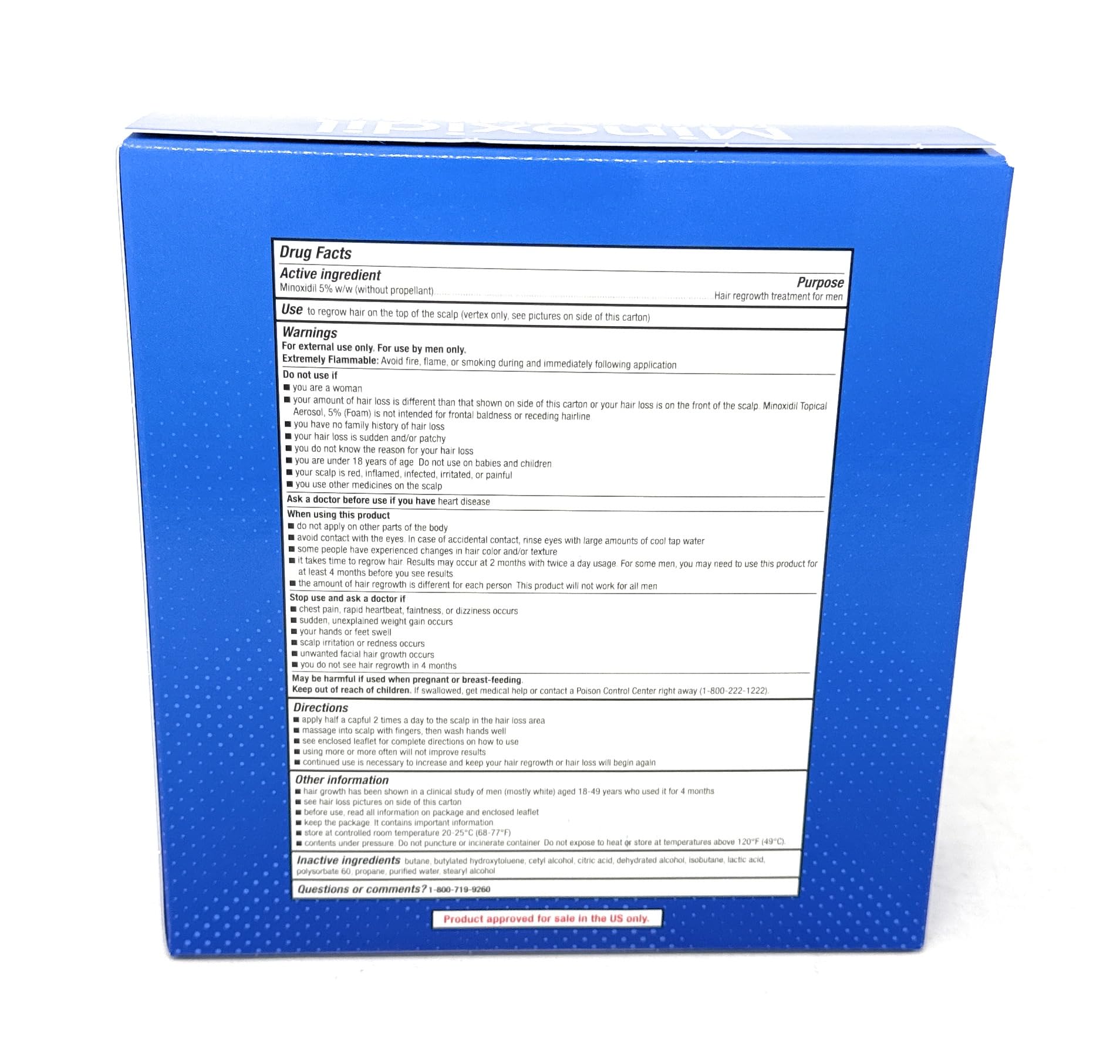 Kirkland Signature extra strength men hair regrowth treatment foam canisters arranged in a row
