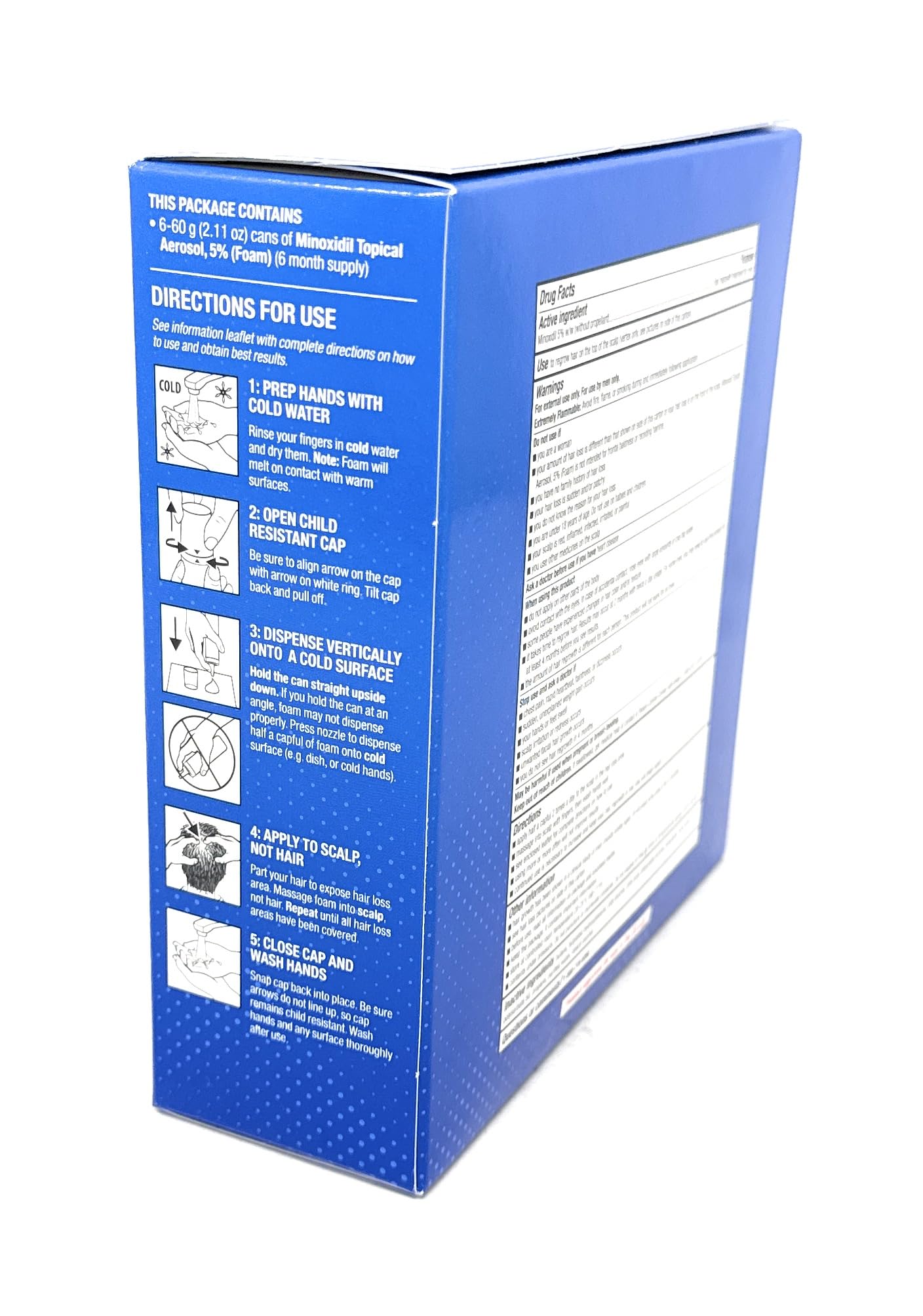 Kirkland Signature men hair thinning topical treatment box with six foam cans