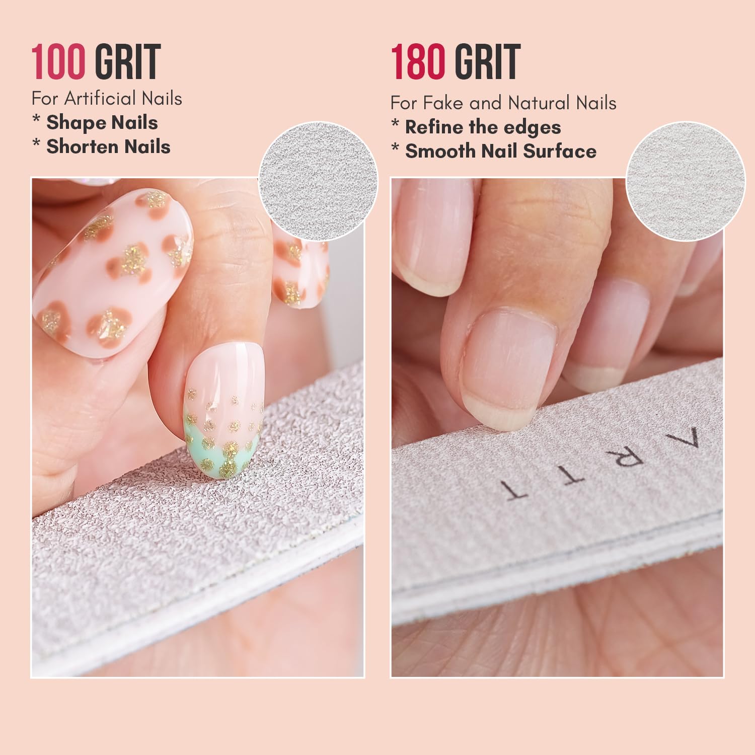 Makartt dual-sided nail file showing coarse and fine grit