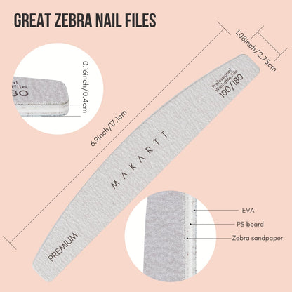 Ergonomic zebra nail files by Makartt for natural nails