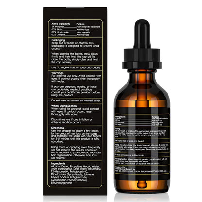 Sefralls sixty milliliter minoxidil hair growth oil side label showing daily usage directions
