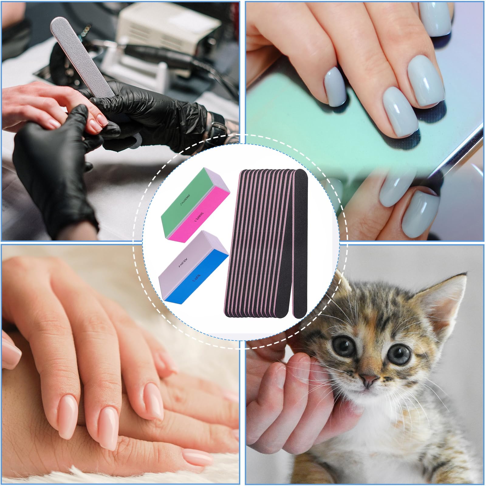 Hands using nail buffer for shiny finish