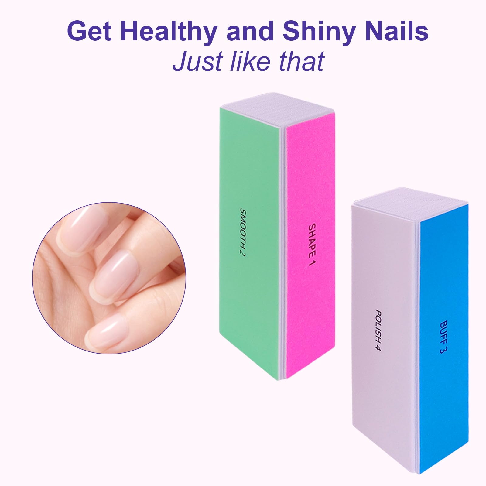 Nalacal nail buffer block being used on natural nails