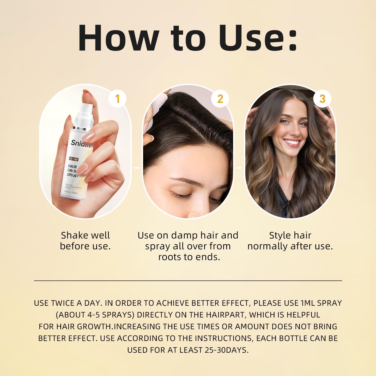 Snidin 60ml hair density spray bottle for men and women