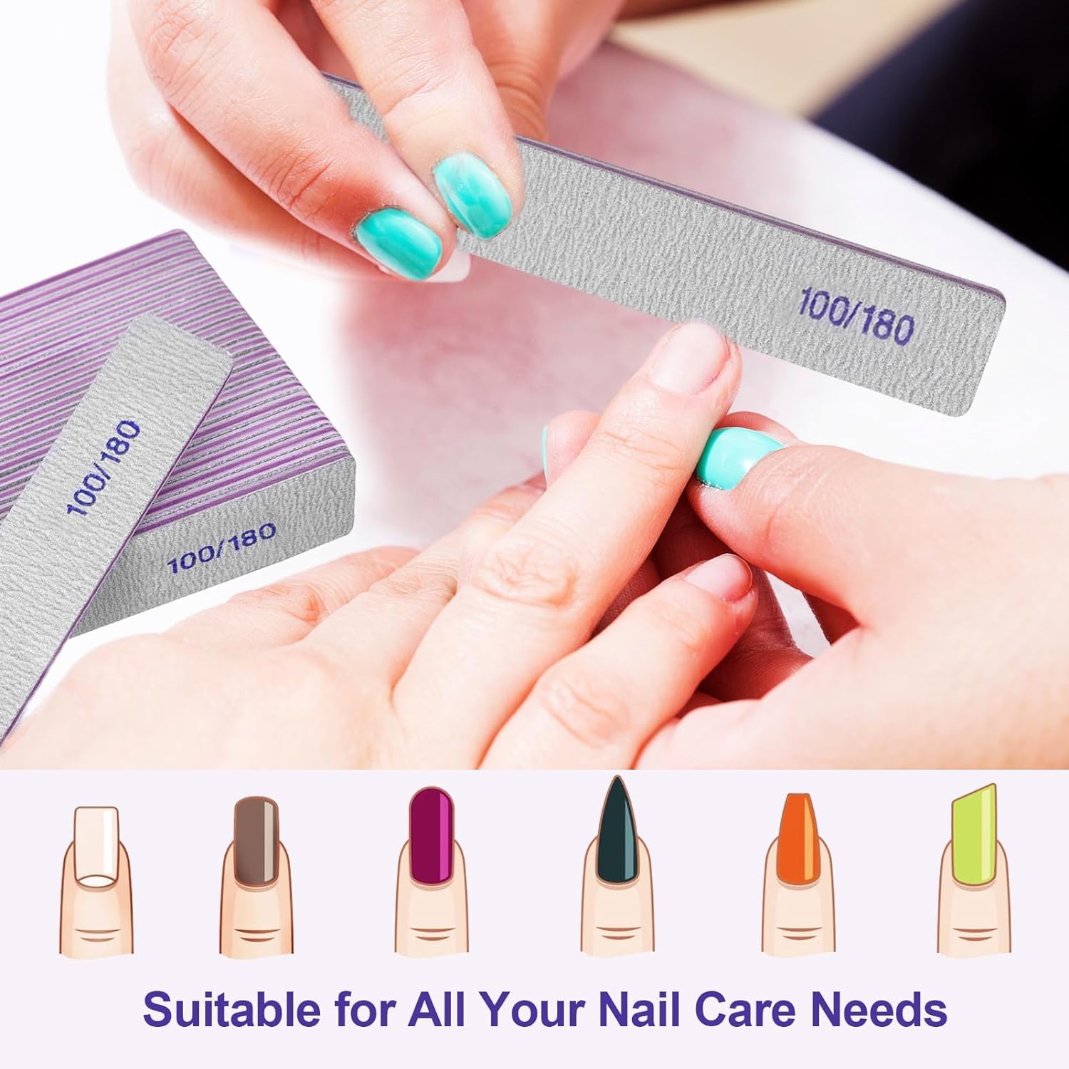 Twelve pack of Homeyera grey nail files for natural nails