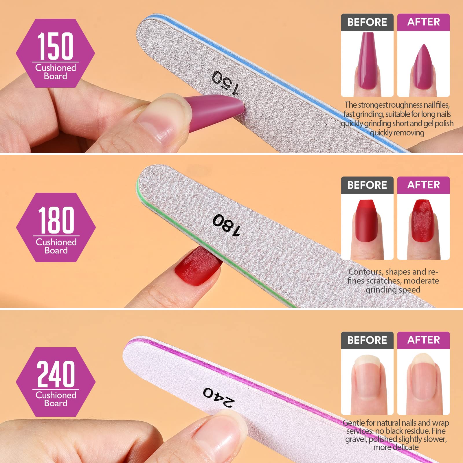 Close up of Teenitor nail buffer block for smoothing nails