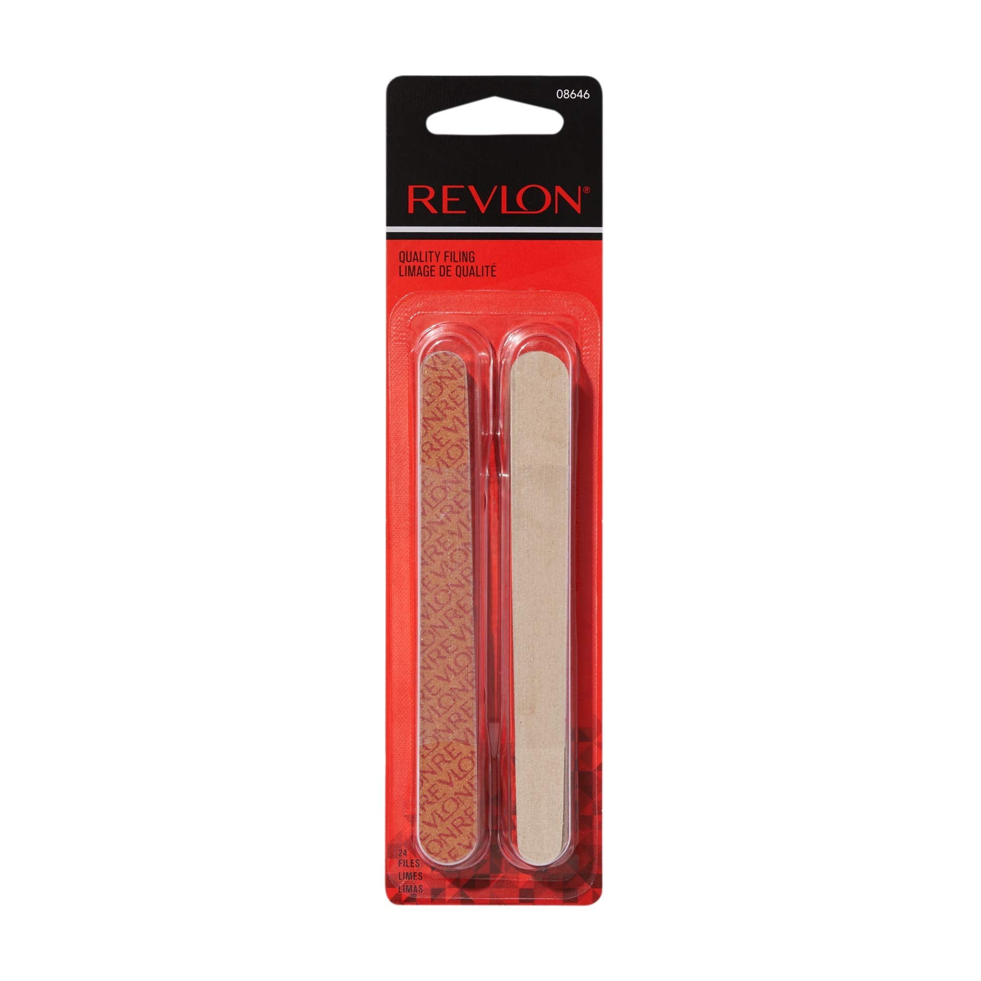 Close up of Revlon dual-sided nail file abrasive surface