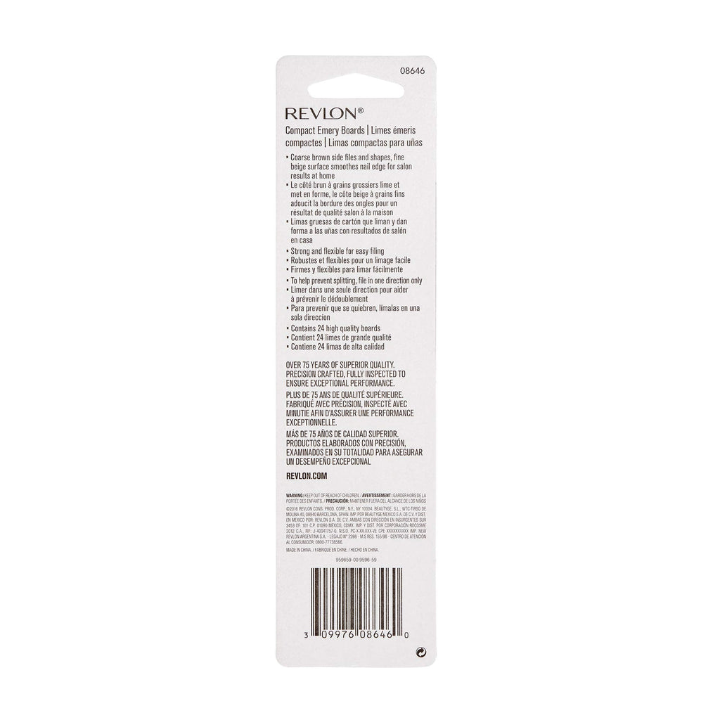 Top down view of Revlon emery boards 24 count set