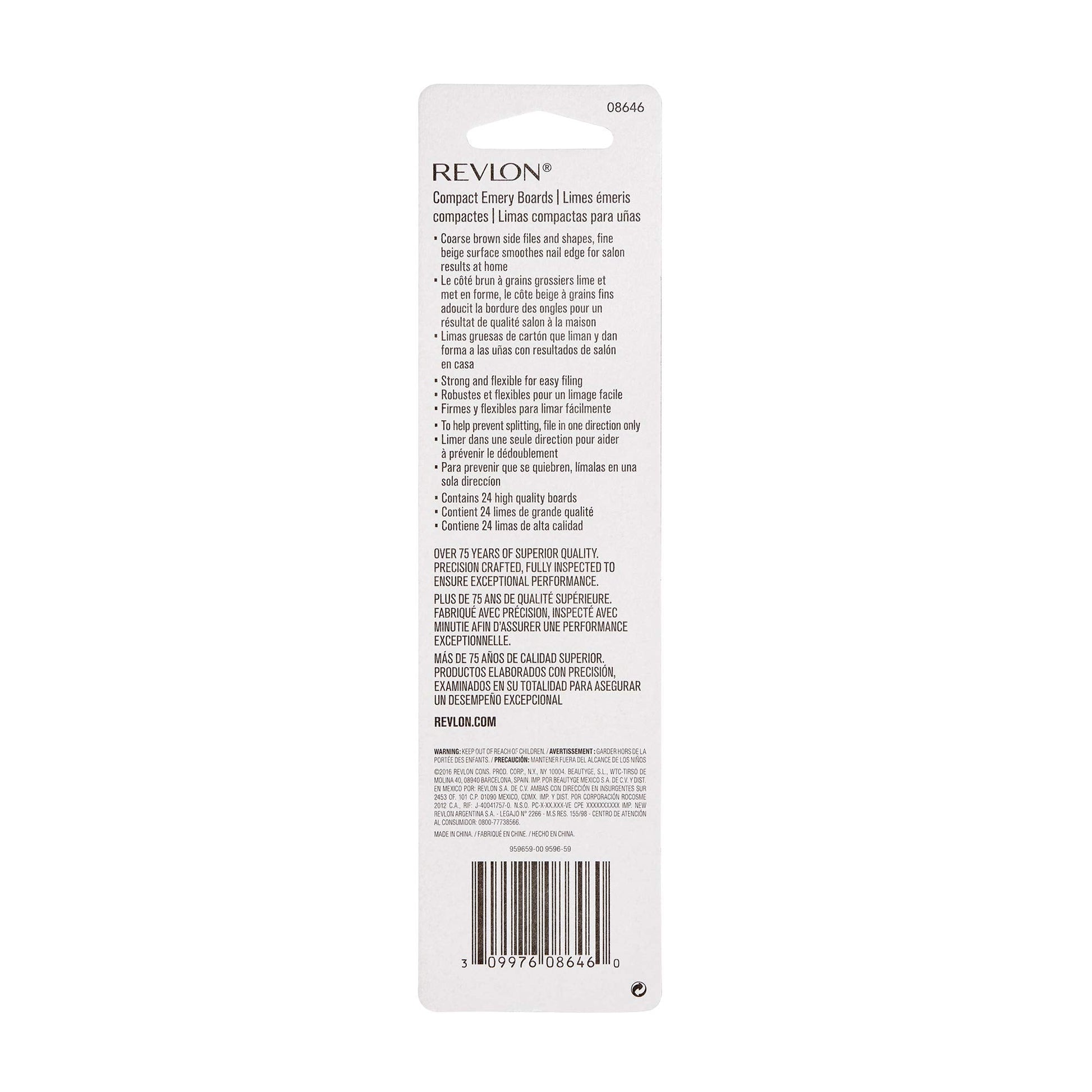 Top down view of Revlon emery boards 24 count set