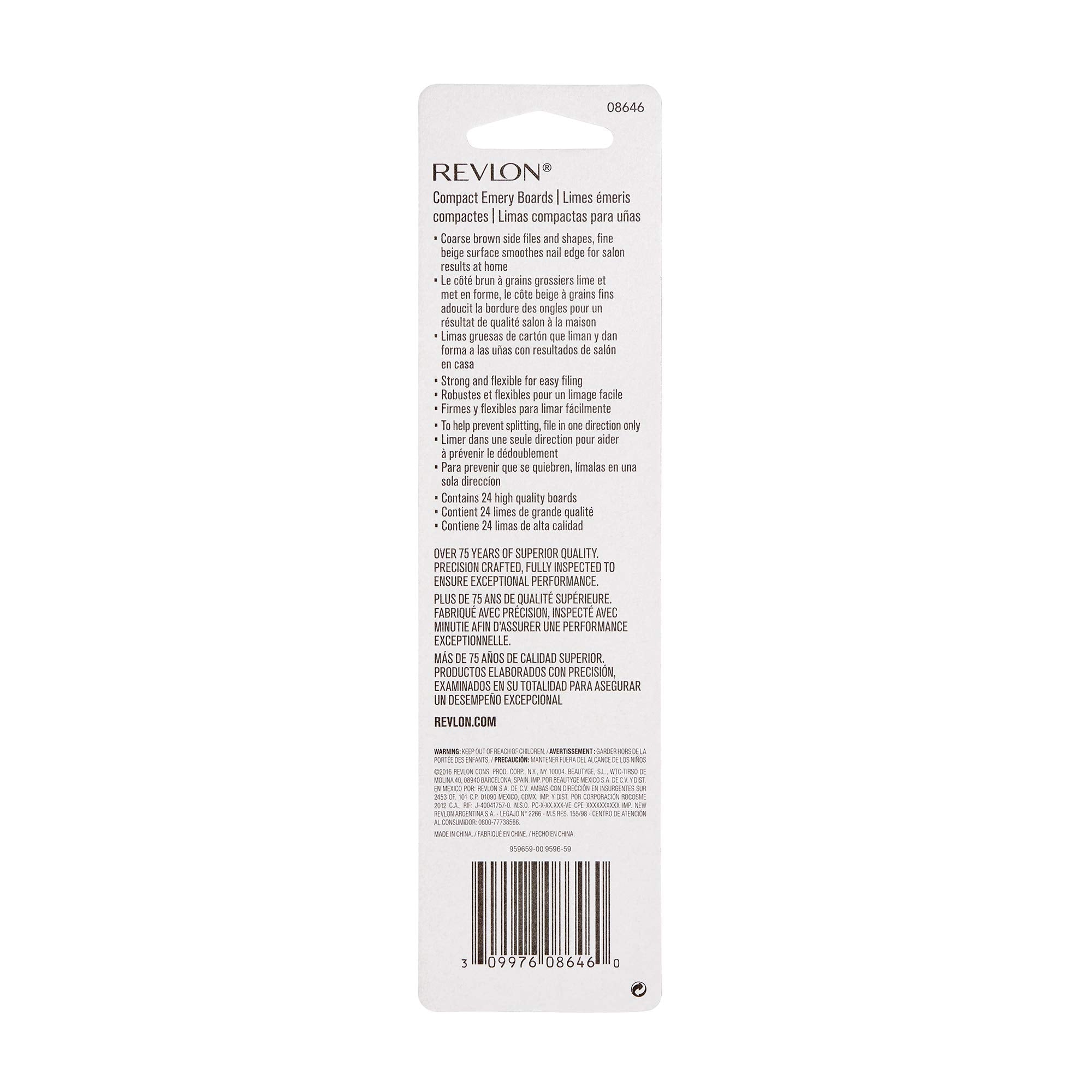 Top down view of Revlon emery boards 24 count set