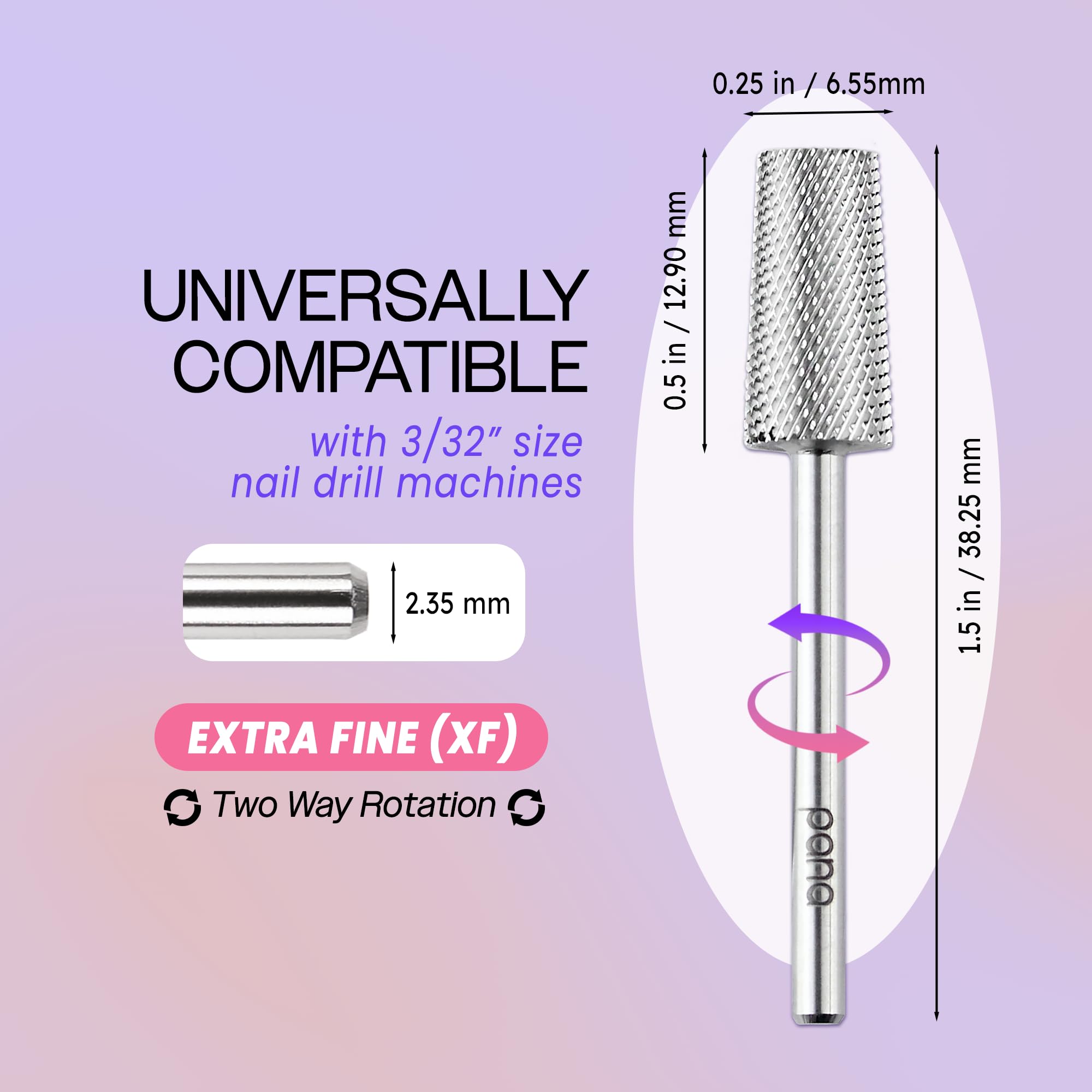 Close up of Pana extra fine grit carbide nail drill bit