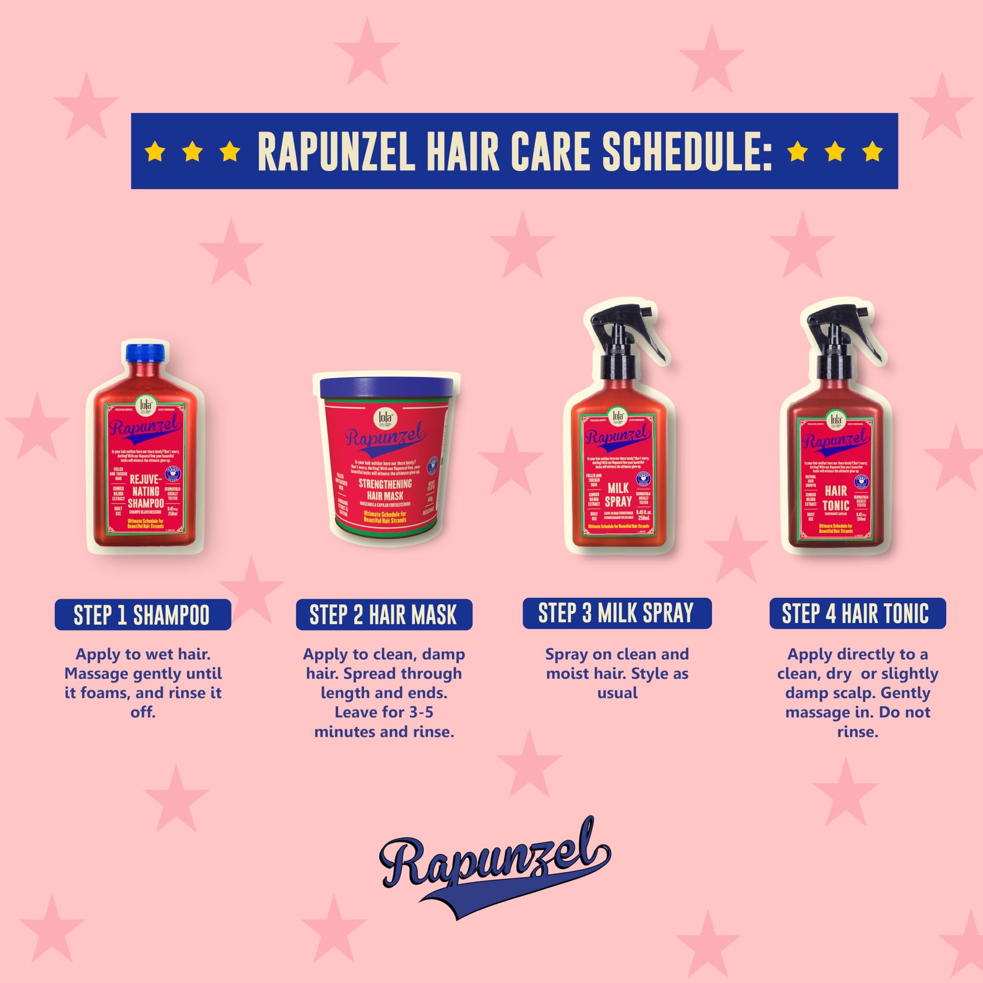 Lola Rapunzel hair strengthening treatment packaging with botanical ingredients