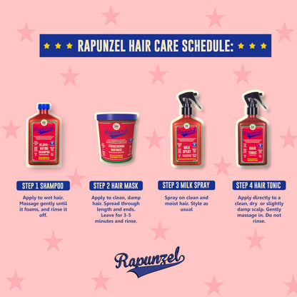 Lola Rapunzel hair strengthening treatment packaging with botanical ingredients