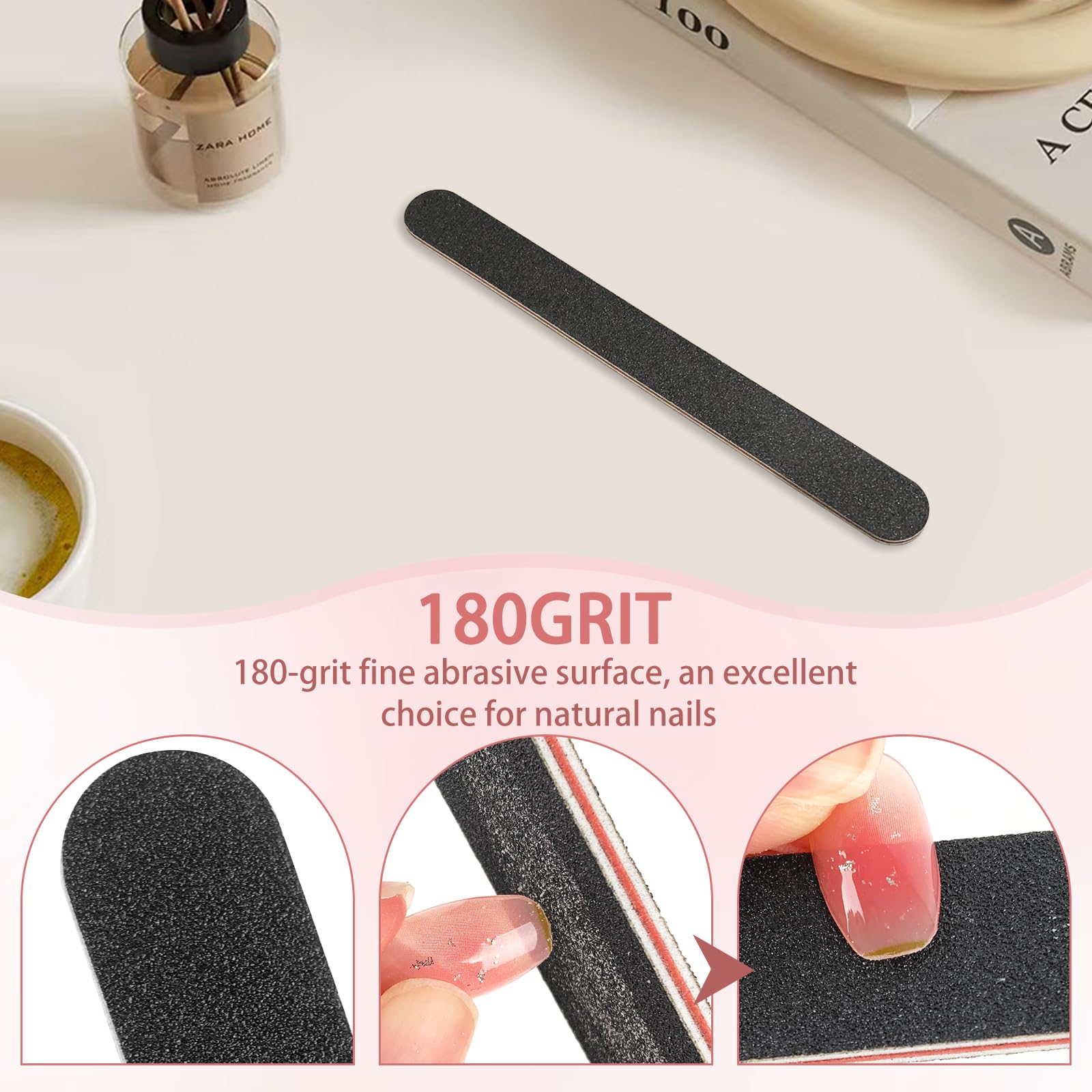 Using fine side of HeeYaa nail file on natural nail