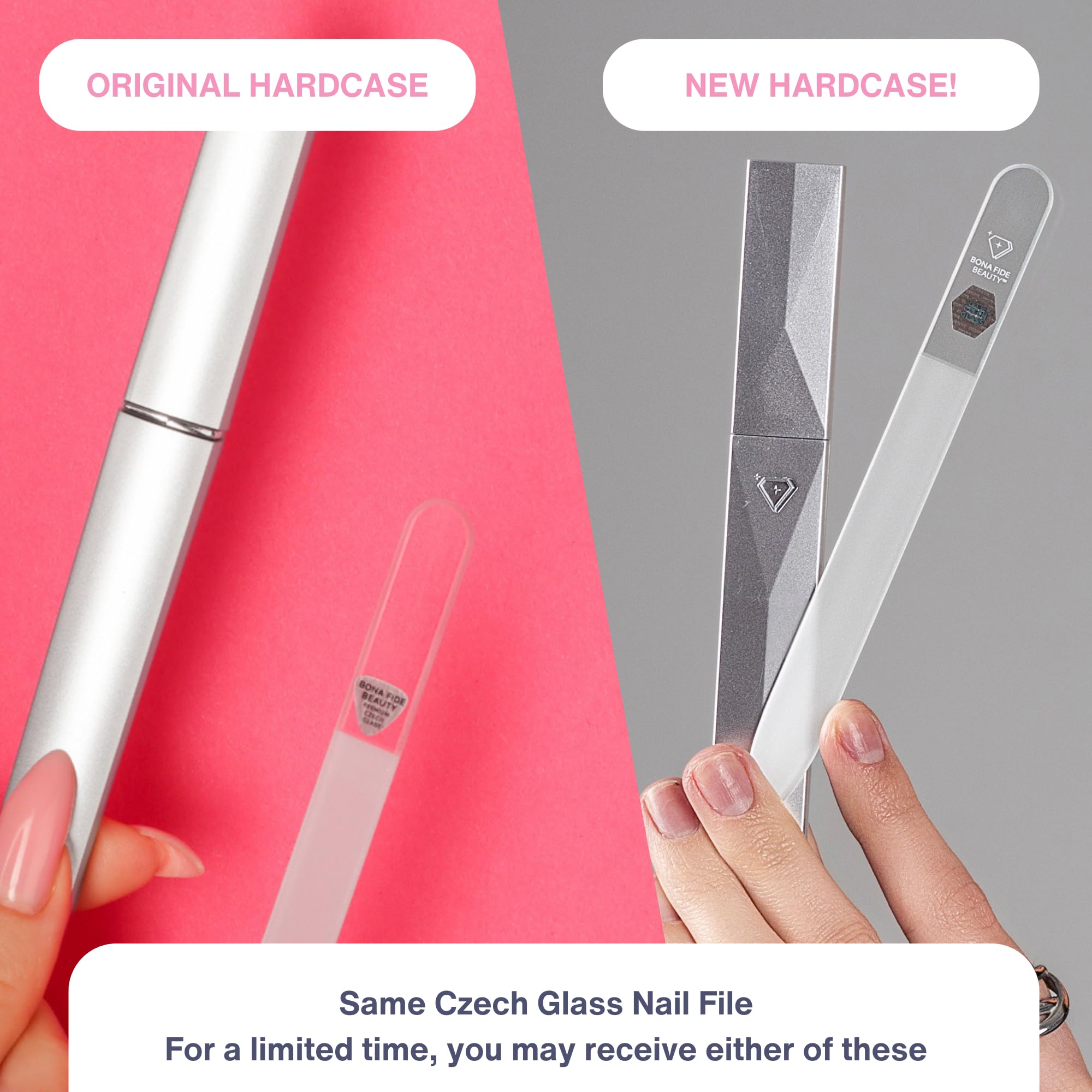 Close up of Bona Fide Beauty crystal nano glass nail file surface