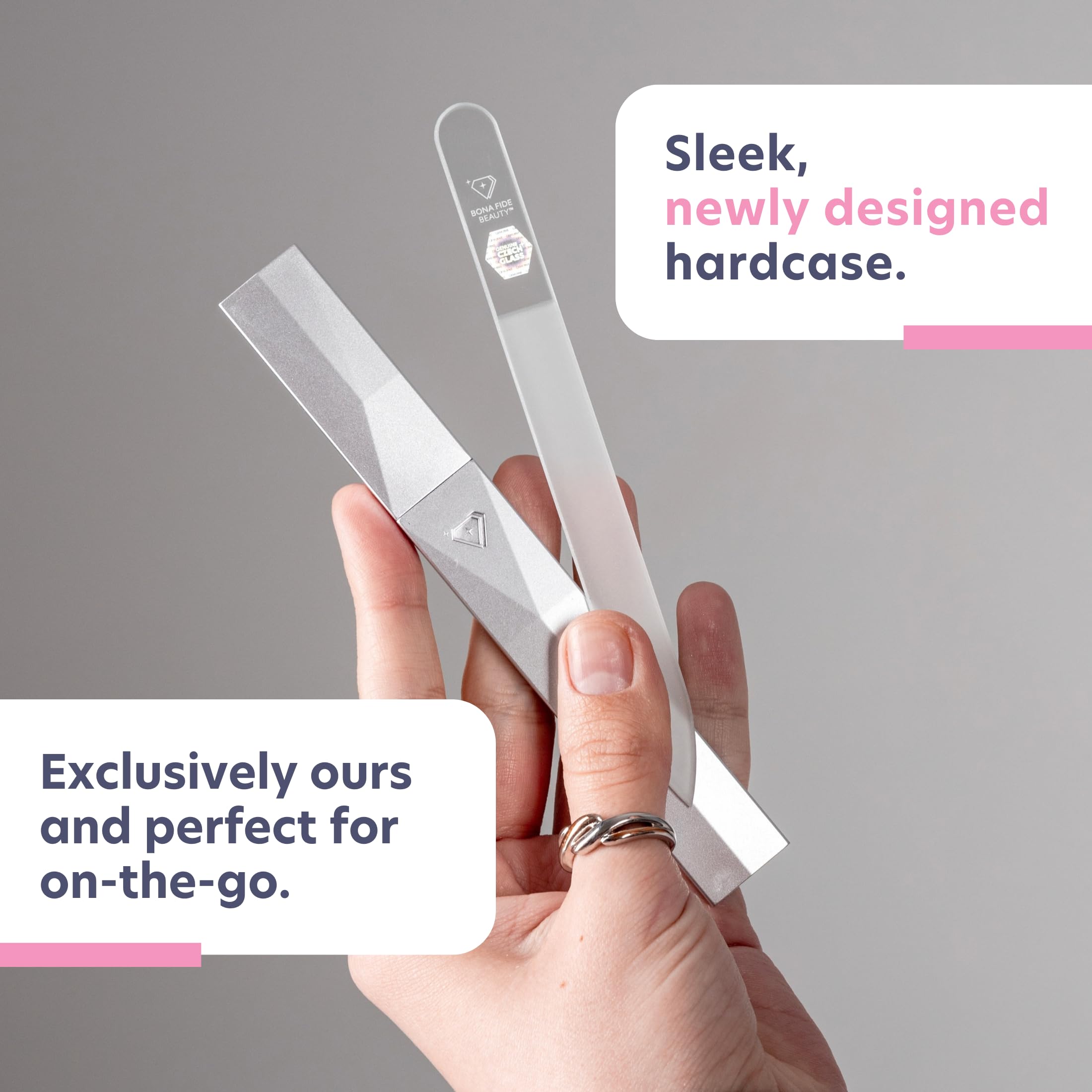 Top view of premium Czech glass file for professional manicure