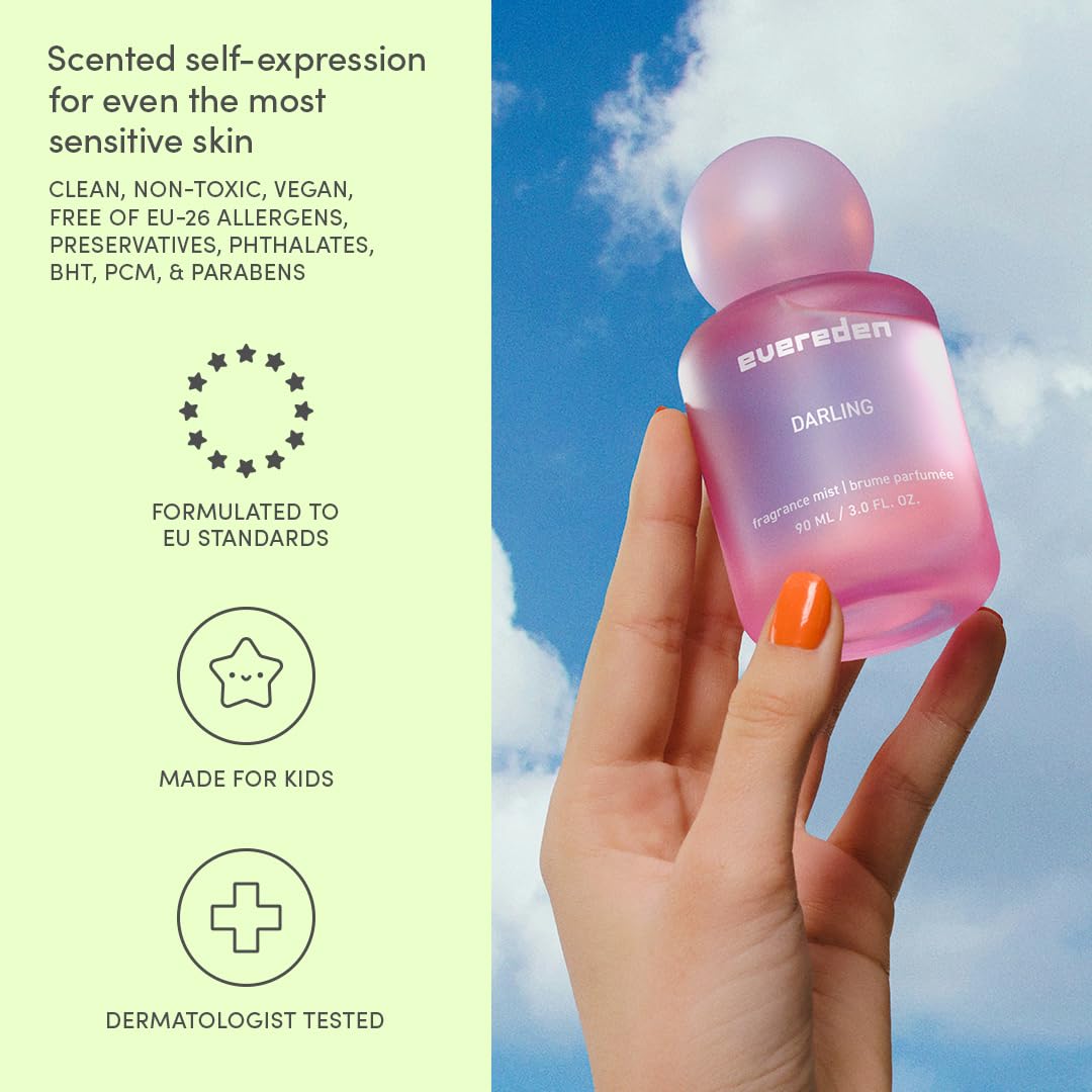 Evereden hair and body mist aesthetic packaging details