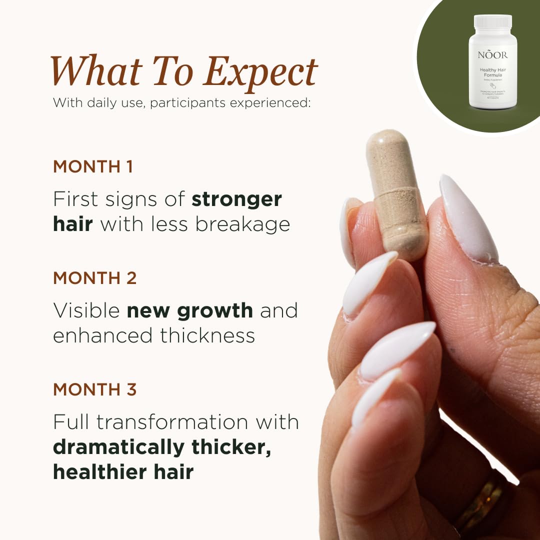 Noor Hair vitamins for women hair loss reduction 60 capsules bottle