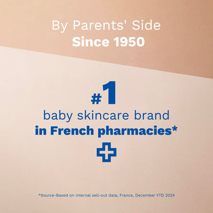 Back label of Mustela Musti baby perfume showing safe plant based formula