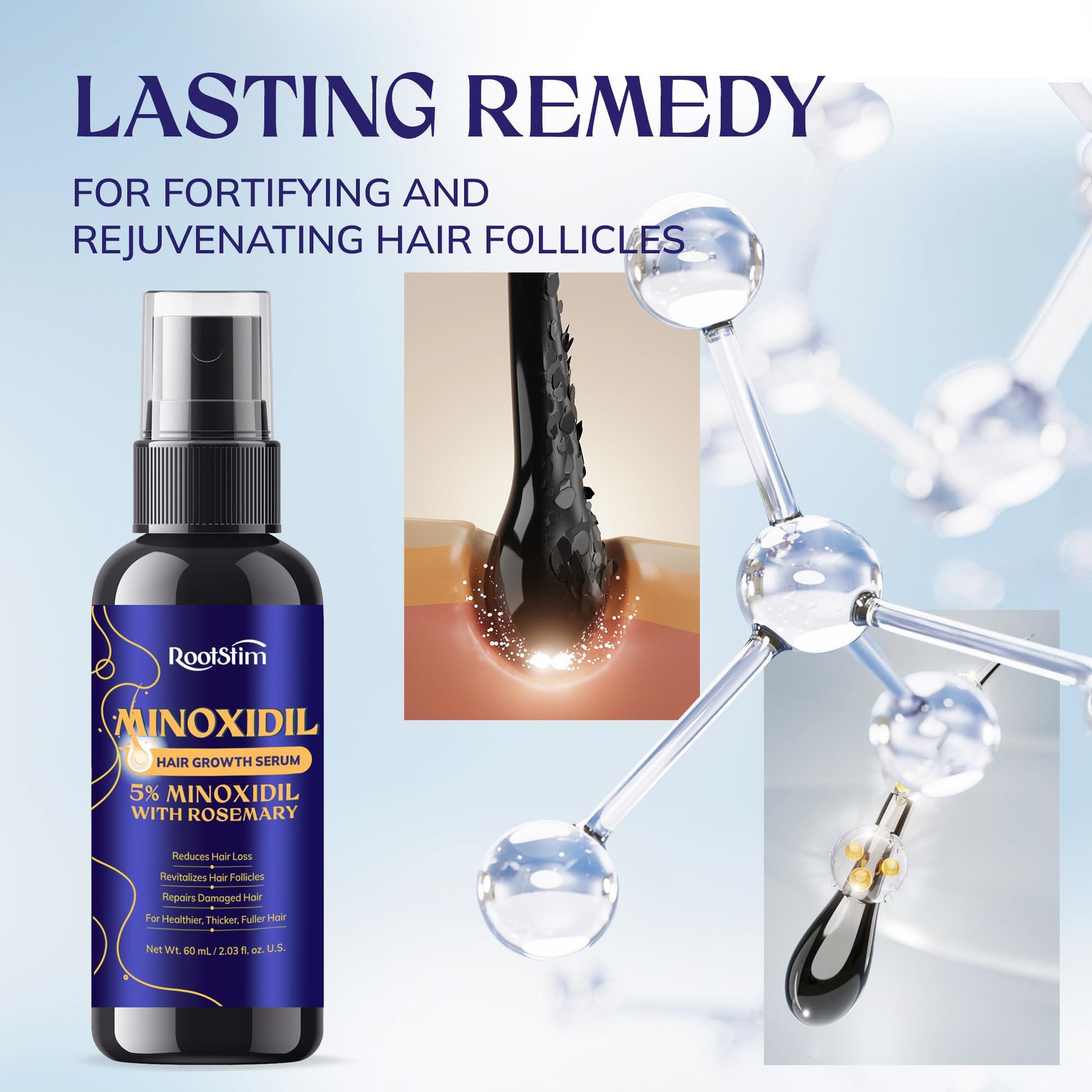RootStim 2 fluid ounces minoxidil spray consistency and texture application