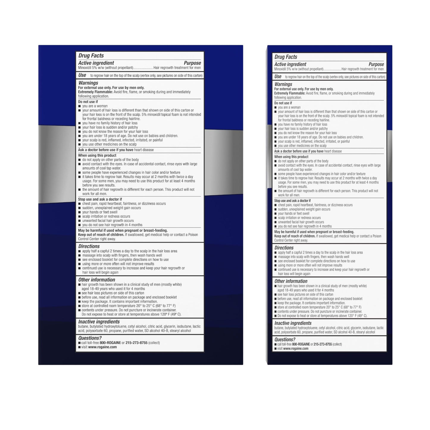 Full kit presentation of authentic imported USA Rogaine five percent minoxidil four pack