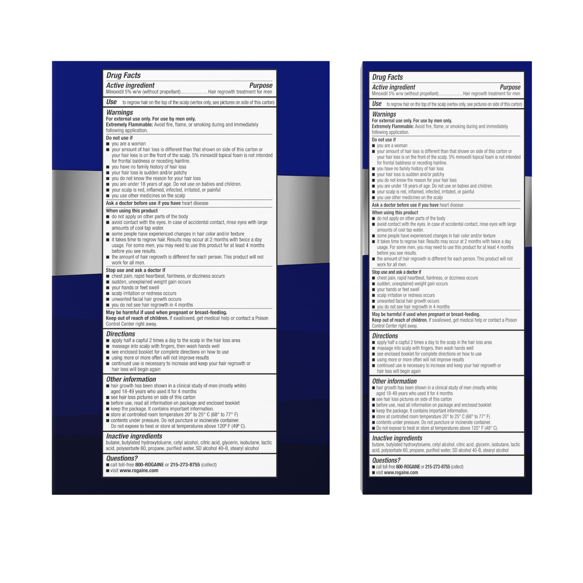 Full kit presentation of authentic imported USA Rogaine five percent minoxidil four pack