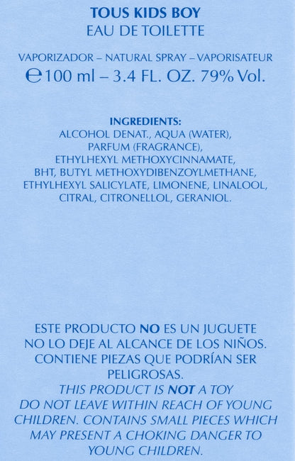 Tous Kids Boy one hundred milliliter spray bottle showing detailed blue bear top