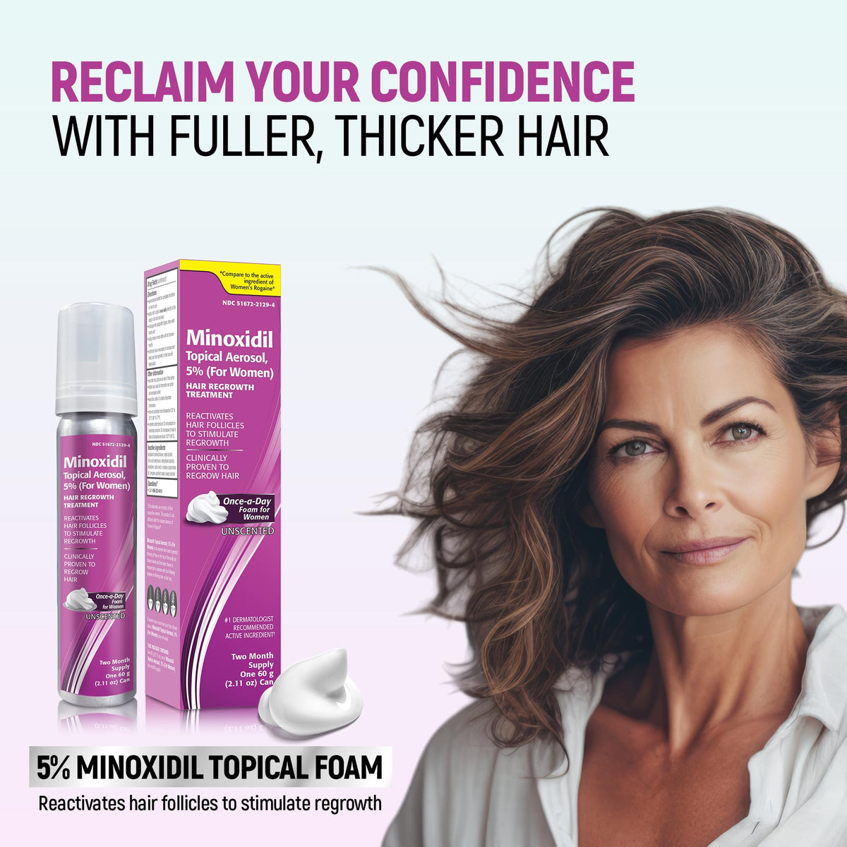 Taro unboxed minoxidil 5 percent aerosol foam for women lifestyle view