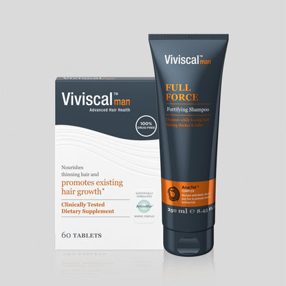 Viviscal Man dietary supplement box for male pattern hair thinning solutions