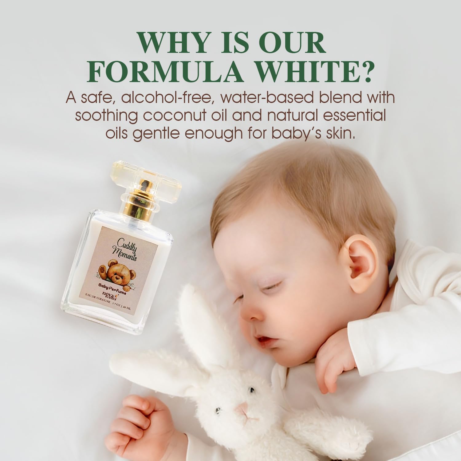Nova Scents alcohol free baby perfume bottle close up