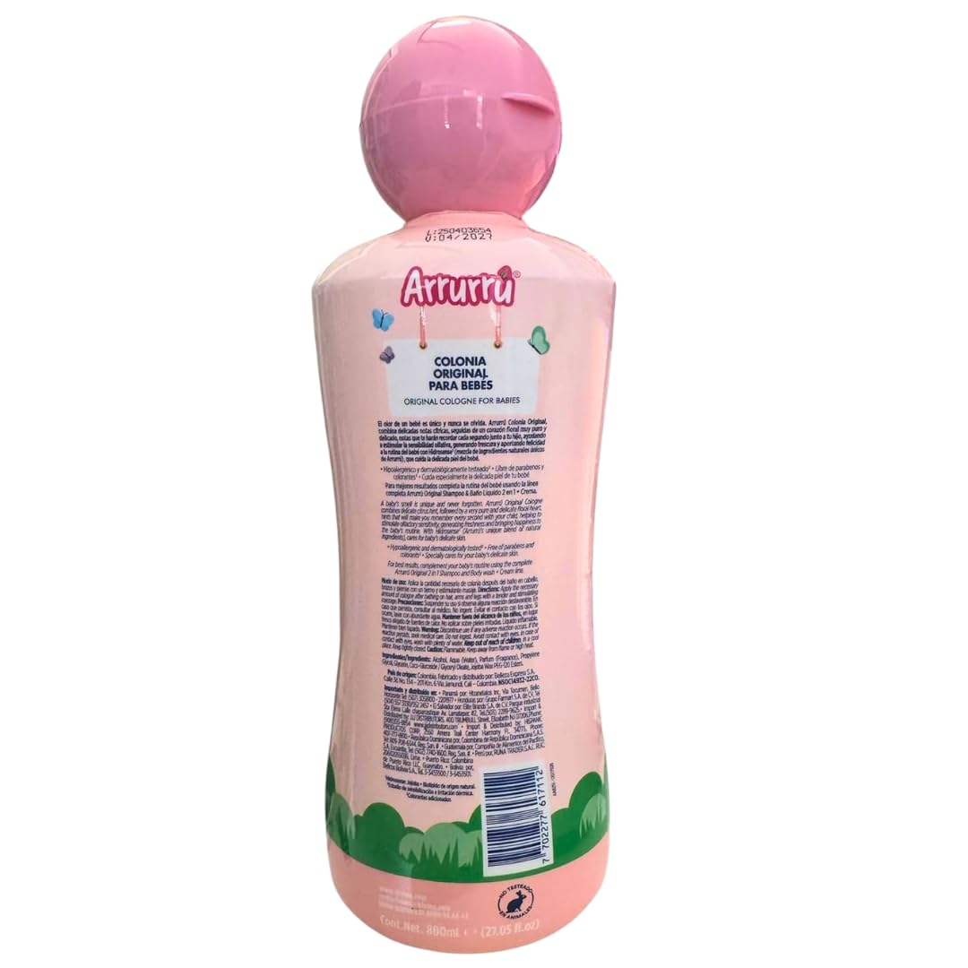 Close up look at the gentle formula details on the pink Arrurru Naturals baby fragrance container.