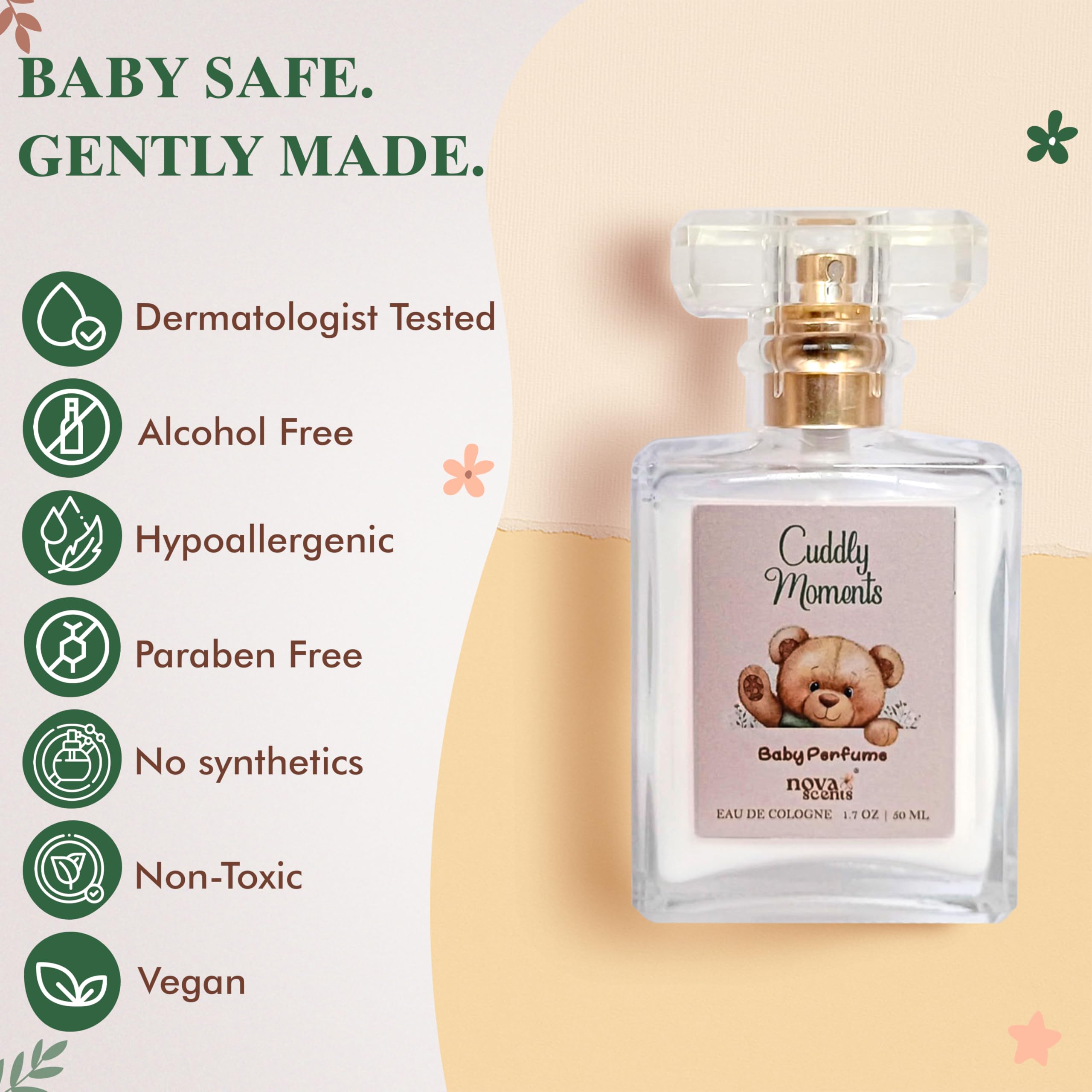 Nova Scents Cuddly Moments fresh powdery scent presentation