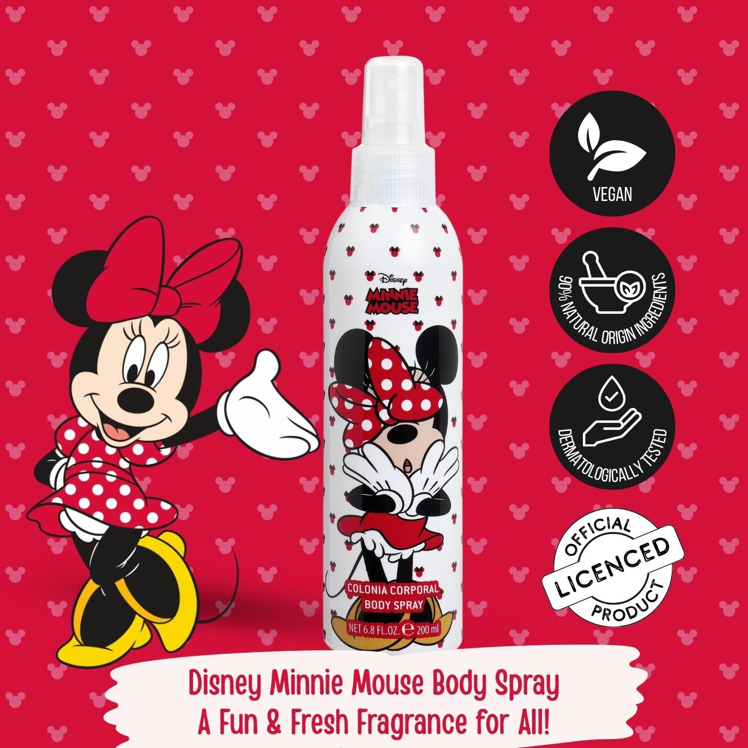 Minnie Mouse kids perfume bottle featuring natural vegan formulation