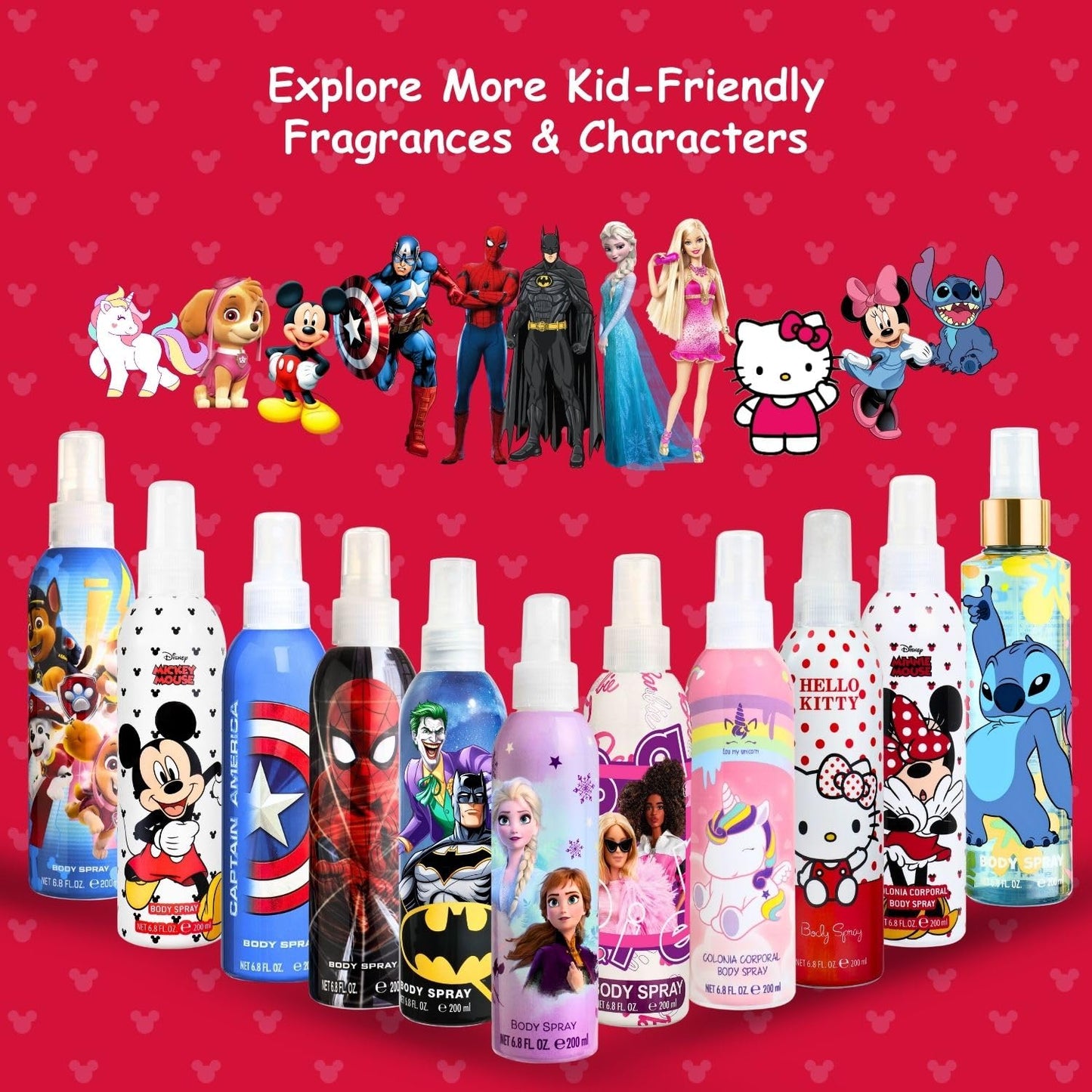 Minnie Mouse collection body mist spray nozzle and safety cap view