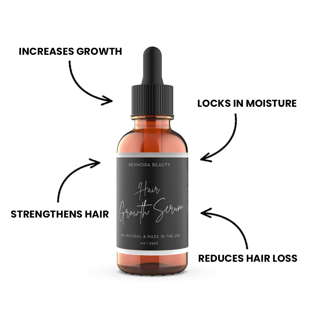 Two pack supply of Rennora Beauty USA imported hair regrowth serum for thinning edges.