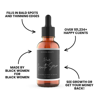 Close up of the dropper applicator on the Rennora Beauty chemical free hair serum bottle.