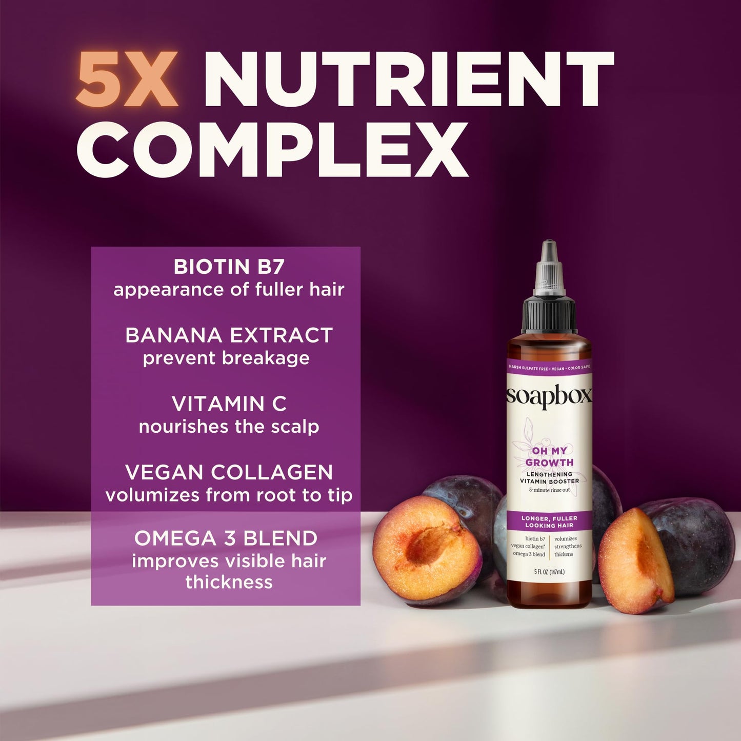 Soapbox Oh My Growth lengthening booster being applied as a five minute scalp treatment