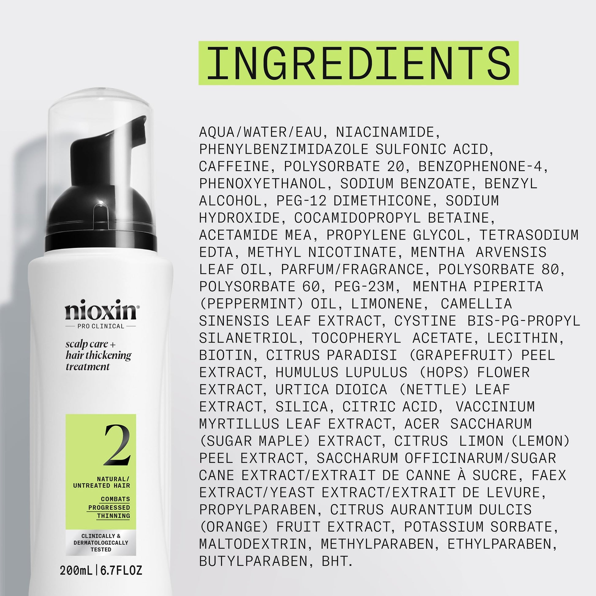 Nioxin System 2 anti hair breakage leave in topical spray bottle