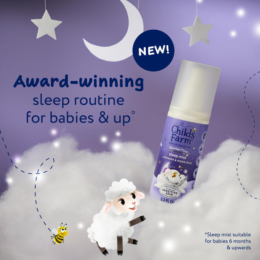 Childs Farm lavender and moon milk sleep spray packaging details