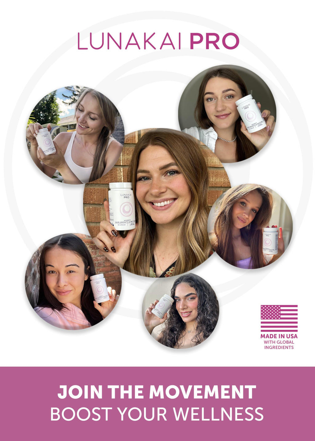 Lunakai Pro daily hair vitamin capsules poured out
