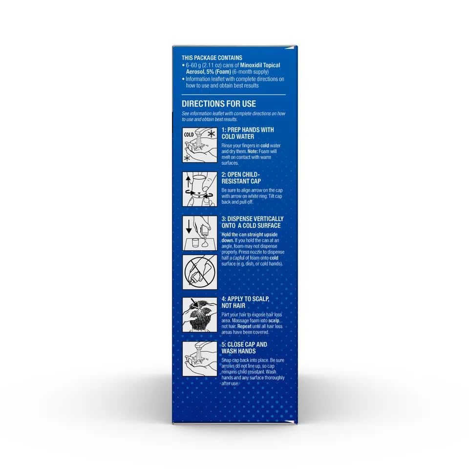 Kirkland Signature 5 percent vertex hair loss treatment foam canisters close up