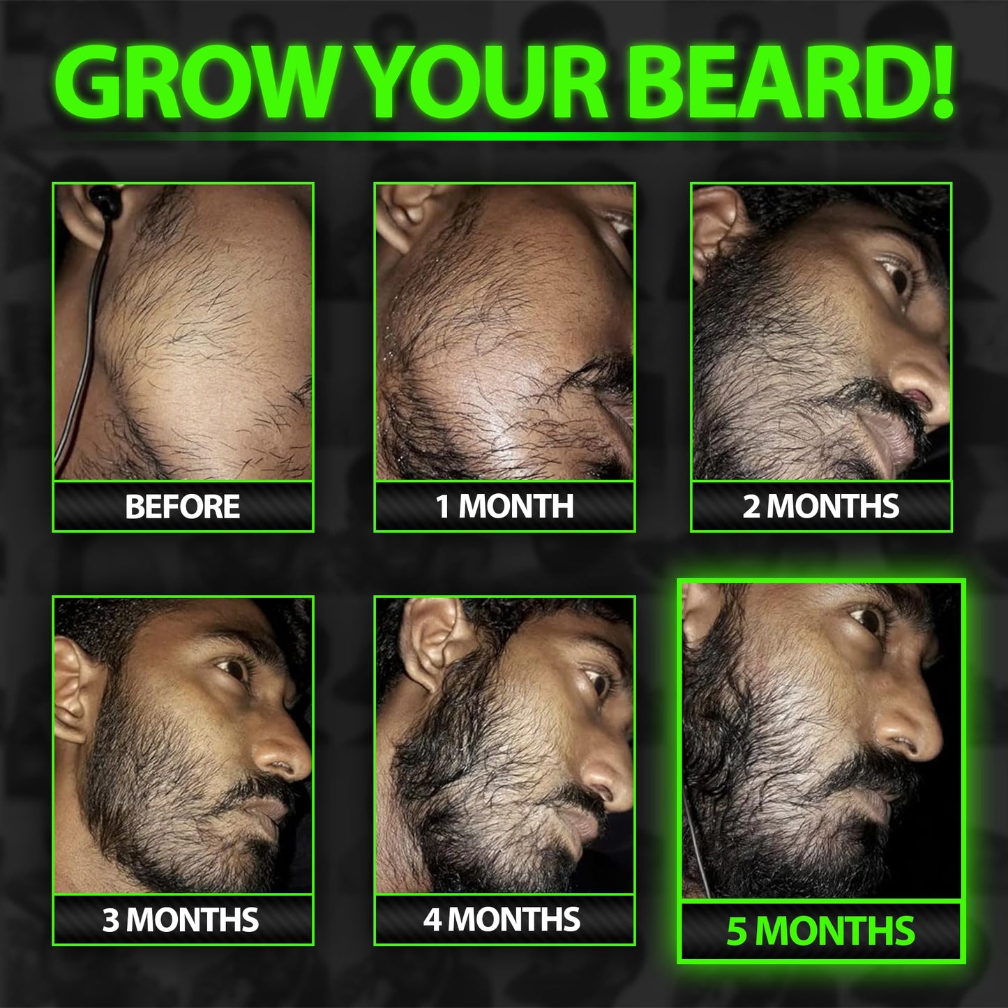 Premium organic drug free beard thickening treatment ingredient label overview