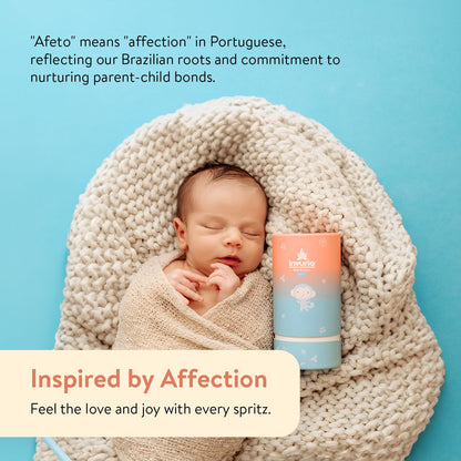 Alcohol-free infant perfume bottle showing the clear liquid formulation for sensitive skin