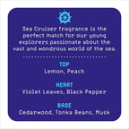 Ajmal Sea Cruiser fragrance packaging highlights and ingredients view