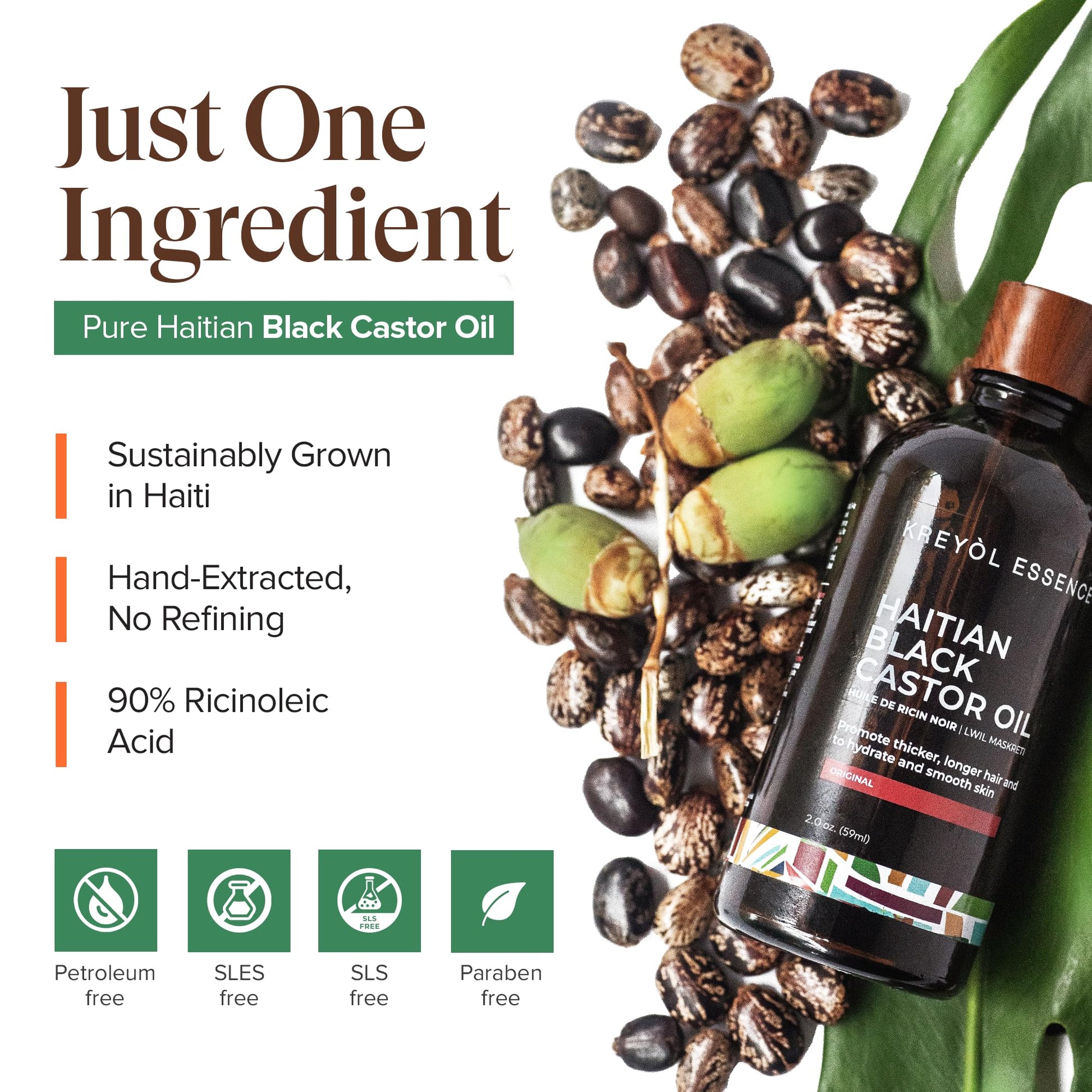 Premium glass bottle packaging showing organic ingredients label