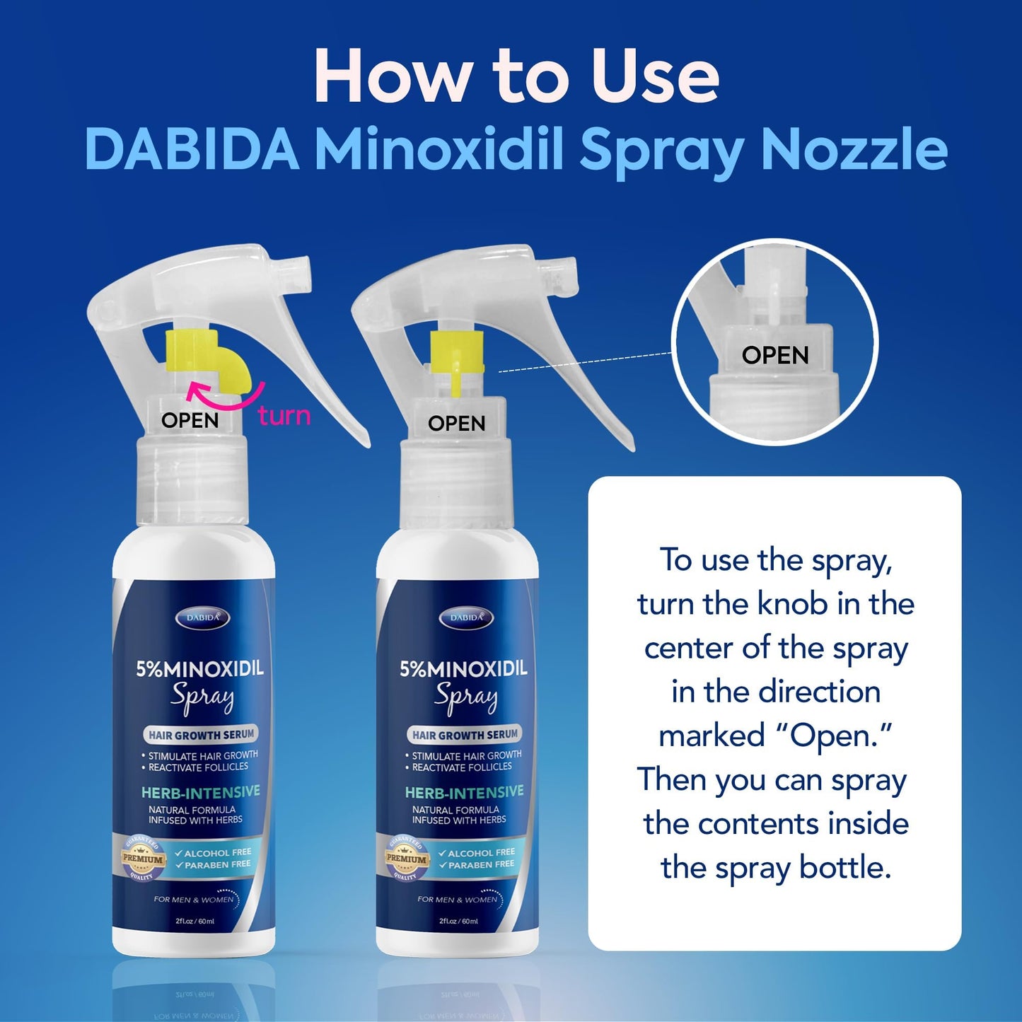 USA imported hair thinning solution for women featuring an easy to use spray nozzle