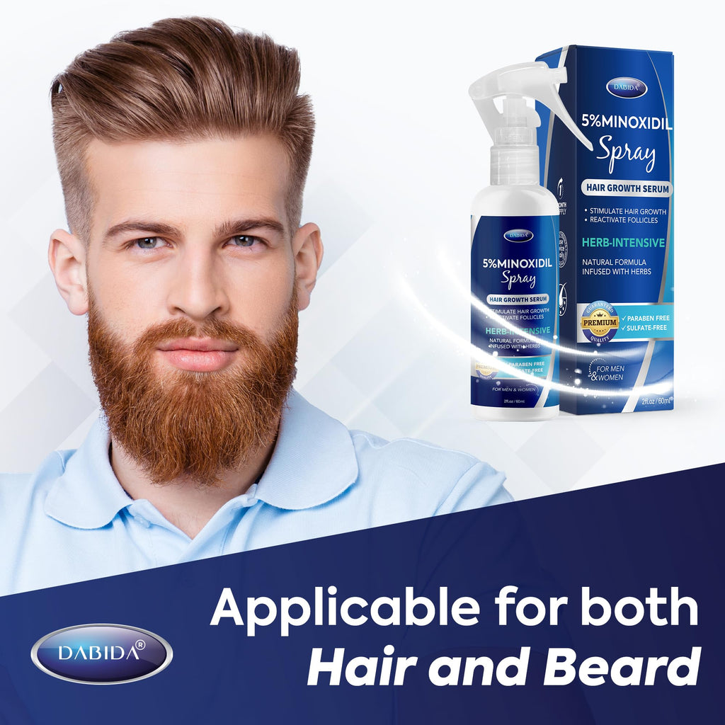DABIDA 60 milliliter topical minoxidil spray for hair regrowth and follicle stimulation
