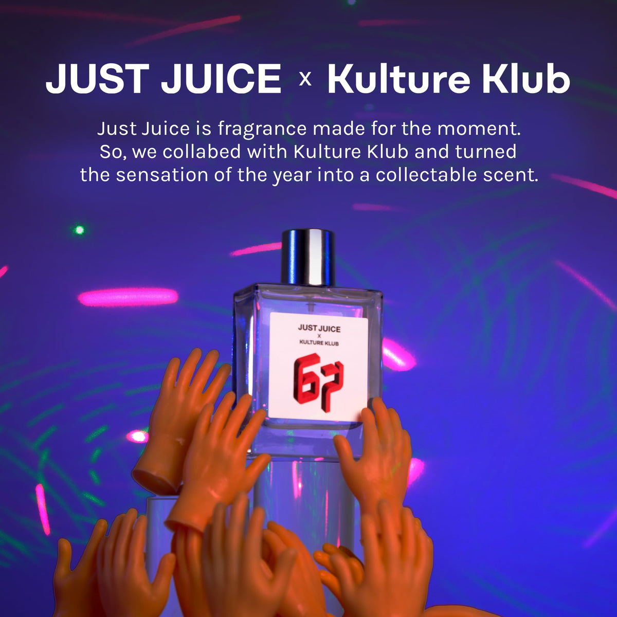 Just Juice Kulture Klub 67 fragrance being unboxed to reveal the collectible meme culture inspired design.